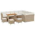 Ensemble de canapés de jardin 13 pièces avec coussins Beige Poly Rattan Acacia
