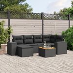 vidaXL Salon de jardin 7 Pièces avec coussins noir résine tressée