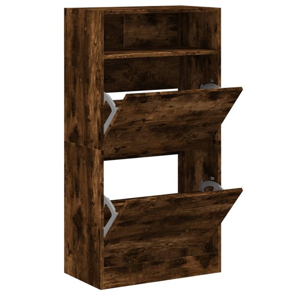 vidaXL Armoire à chaussures chêne fumé 60x34x116 cm bois d'ingénierie