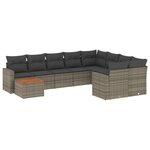 vidaXL Salon de jardin avec coussins 10 Pièces gris résine tressée
