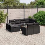 vidaXL Salon de jardin 11 Pièces avec coussins noir résine tressée