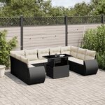 vidaXL Salon de jardin 10 Pièces avec coussins noir résine tressée