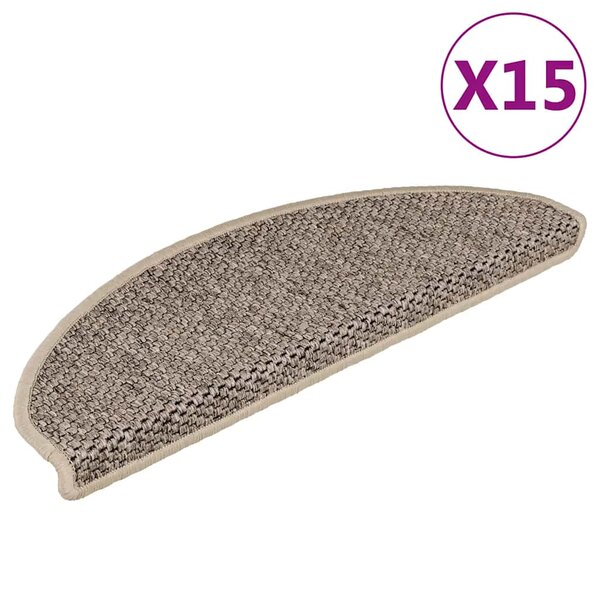 vidaXL Tapis d'escalier autocollants 15 Pièces 65x21x4 cm Beige foncé