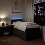 vidaXL Sommier à lattes de lit avec matelas Noir 90x190 cm Tissu