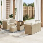 Ensemble de canapé vidaXL 8 pièces avec coussins Beige Poly Rattan Acacia