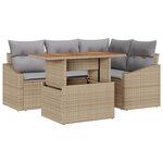 vidaXL Ensemble de canapés de jardin 5 pièces avec coussins Beige Poly Rotin