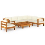 vidaXL Salon de jardin 8 Pièces avec coussins blanc crème Bois d'acacia