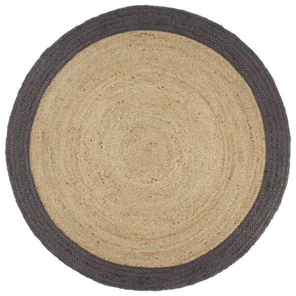vidaXL Tapis fait à la main Jute avec bord gris foncé 240 cm