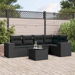 vidaXL Salon de jardin 6 Pièces avec coussins noir résine tressée