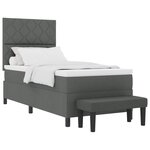 vidaXL Lit à Sommier Tapissier avec Matelas & Banc Gris Foncé 90x200 cm en Tissu