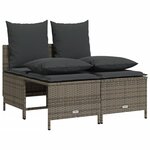 vidaXL Salon de jardin 4 Pièces avec coussins gris résine tressée