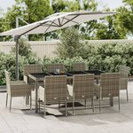 vidaXL Ensemble à manger de jardin 9 Pièces coussins gris résine tressée