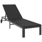 vidaXL Chaises longues 2 Pièces avec roues et table Noir Poly Rattan