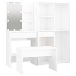 vidaXL Ensemble de coiffeuse avec LED Blanc brillant Bois d'ingénierie