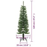 vidaXL Sapin de Noël artificiel mince avec support 120 cm PE