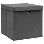 vidaXL Boîtes de rangement avec couvercle 10 Pièces Gris 32x32x32cm Tissu