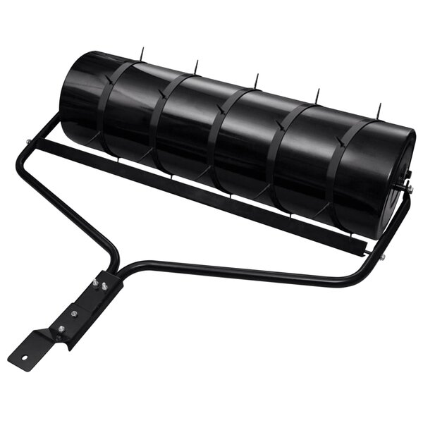 vidaXL Rouleau à gazon de jardin et colliers d'aérateur noir 63 L fer