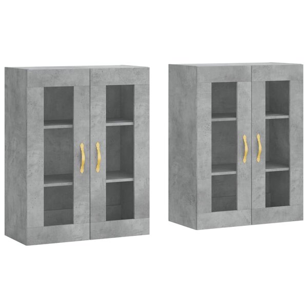 vidaXL Armoires murales 2 Pièces gris béton bois d'ingénierie