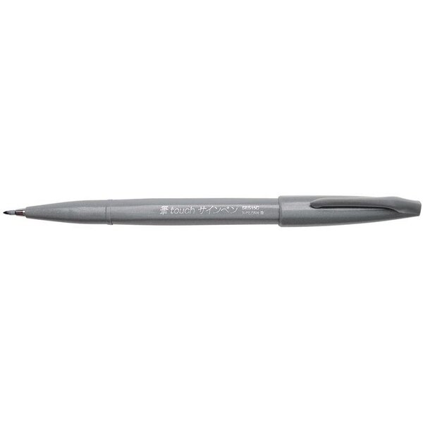 Stylo feutre brush sign pen ses15 pointe pinceau flexible gris x 10 pentel