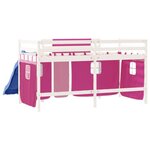 vidaXL Lit mezzanine enfants et rideaux rose 90x200cm bois pin massif