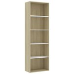 vidaXL Bibliothèque à 5 niveaux Blanc et chêne Sonoma Bois ingénierie