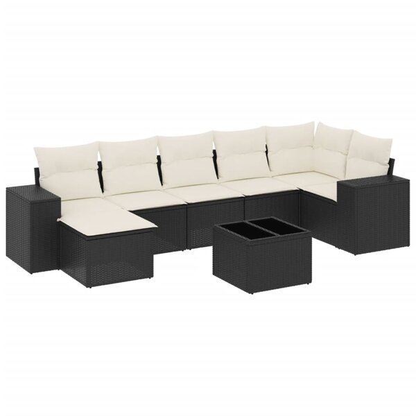 vidaXL Salon de jardin 8 Pièces avec coussins noir résine tressée