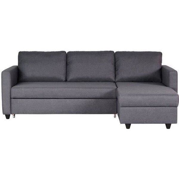 Canapé d'angle convertible réversible 3 places - Tissu gris - Contemporain - L 222 x P 150 x H 86 cm - CATS