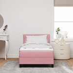 Lit à ressort avec matelas vidaXL Rose simple en velours
