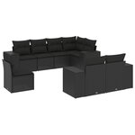 vidaXL Salon de jardin 8 Pièces avec coussins noir résine tressée