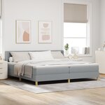 Lit avec Sommier vidaXL avec Matelas Gris Clair 200x200 cm Tissu