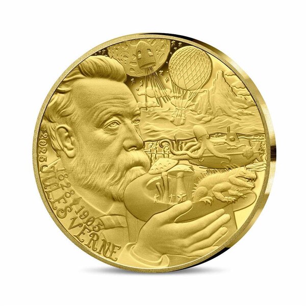 L'Art de la Plume – Jules Verne - Monnaie de 50€ 1/4 Oz Or