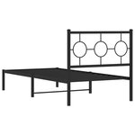 vidaXL Cadre de lit métal avec tête de lit noir 90x190 cm