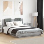 vidaXL Cadre de lit avec LED sans matelas sonoma gris 140x200 cm