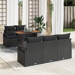 Ensemble de canapés de jardin 6 pièces vidaXL avec coussins noirs en rotin poly