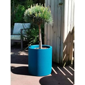 Bac à fleurs rond GRANIT - Plastique Ø 50 cm - Bleu