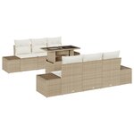 vidaXL Ensemble de Canapé de Jardin de 7 Pièces avec Coussins Beige poly rotin