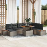 vidaXL Ensemble de salle à manger de jardin 9 pièces avec coussins en gris poly rotin acacia