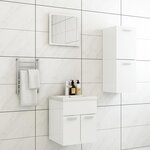 vidaXL Ensemble de meubles de salle de bain Blanc brillant Aggloméré