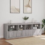 vidaXL Buffet avec lumières LED sonoma gris 202x37x67 cm