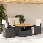 vidaXL Ensemble à manger de jardin 4 Pièces avec coussins noir