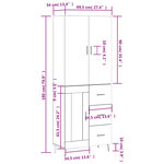 vidaXL Buffet haut Blanc 69 5x34x180 cm Bois d'ingénierie