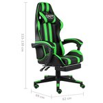 Chaise fauteuil siège pivotante de bureau informatique étude de jeux vidéo avec repose-pied et similicuir vert 02_0024220