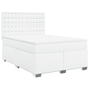 vidaXL Sommier à lattes de lit avec matelas Blanc 140x200cm Similicuir