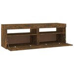 vidaXL Meuble TV avec lumières LED chêne fumé 120x35x40 cm