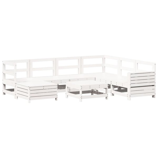 vidaXL Salon de jardin 8 Pièces blanc bois de pin massif