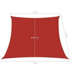 vidaXL Voile d'ombrage 160 g/m² Rouge 4/5x4 m PEHD