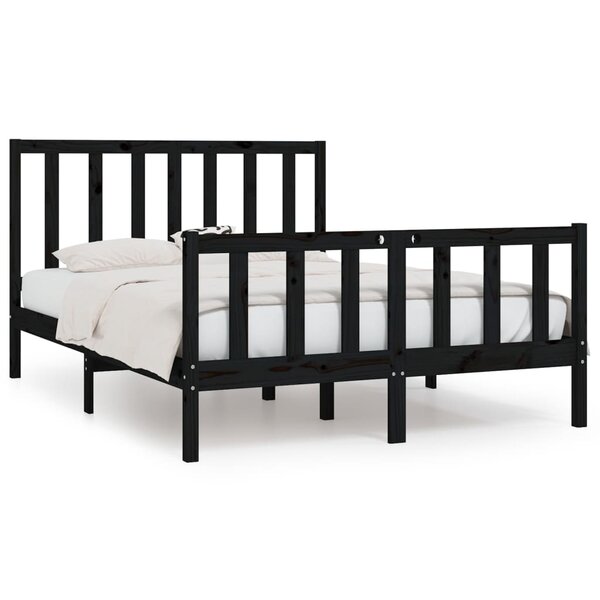 vidaXL Cadre de lit sans matelas noir 140x190 cm bois massif