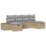vidaXL Ensemble de canapé de jardin 6 pièces avec coussins Beige en Rotin