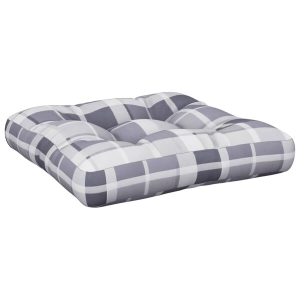 vidaXL Coussin de palette motif à carreaux gris tissu