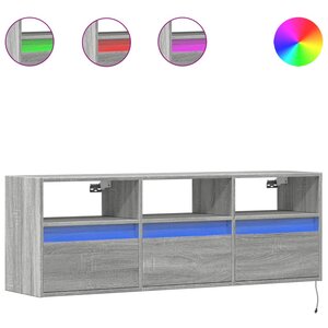 vidaXL Meuble TV mural avec lumières LED sonoma gris 130x31x45 cm